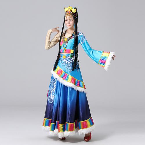 阿幸新款藏族舞蹈成人女藏舞台表演服饰蒙古民族服装