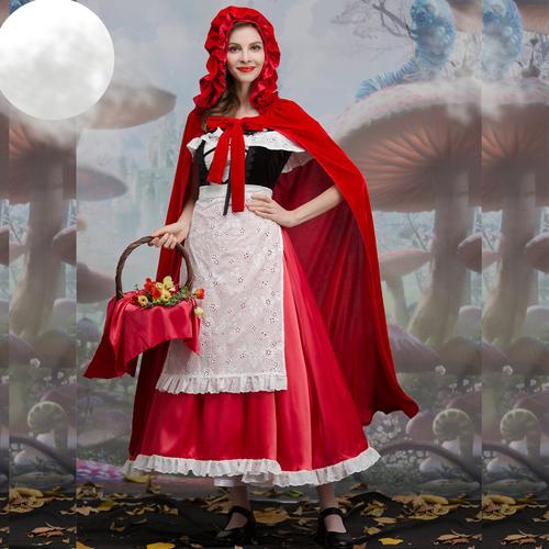 万圣节cosplay小红帽披风款童话故事服装长款连衣裙舞台演出服女